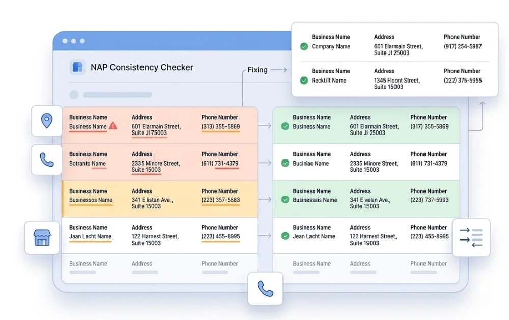 NAP consistency checker tool dashboard